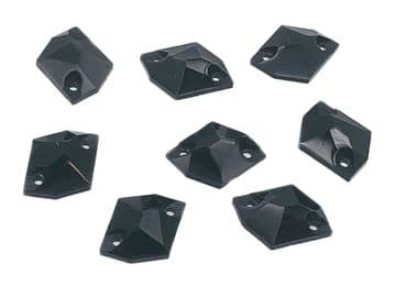 Jet Black Hexagon, EIMASS Resin Crystals, Sew or Glue on Flat Back Rhinestones