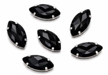 Jet Black Navette Horse Eye, EIMASS® 3511 Sew or Glue on Single Stone Setting Crystals