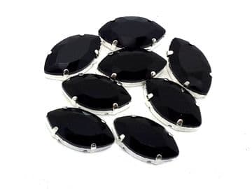 Jet Black Navette Horse Eye, EIMASS® 3511 Sew or Glue on Single Stone Setting Crystals