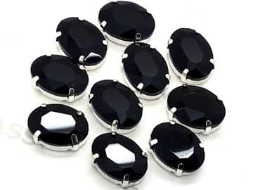 Jet Black Oval, EIMASS® 3511 Sew or Glue on Single Stone Setting Crystals