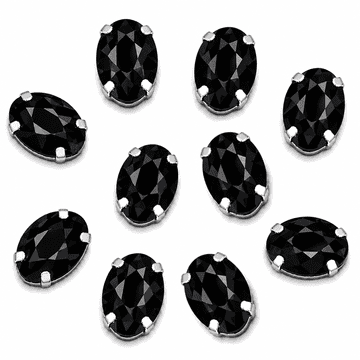 Jet Black Oval, EIMASS® 3511 Sew or Glue on Single Stone Setting Crystals