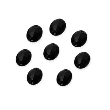 Jet Black Oval Shape, EIMASS Resin Crystals, Sew or Glue on Flat Back Rhinestones
