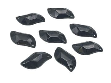 Jet Black Random Shape, EIMASS Resin Crystals, Sew or Glue on Flat Back Rhinestones