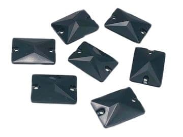 Jet Black Rectangle Shape, EIMASS® Resin Sew on Glue on Crystals