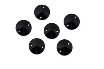 Jet Black Round Rivoli, EIMASS® 8868 Exquisite Range Sew or Glue on Flat Back Crystals