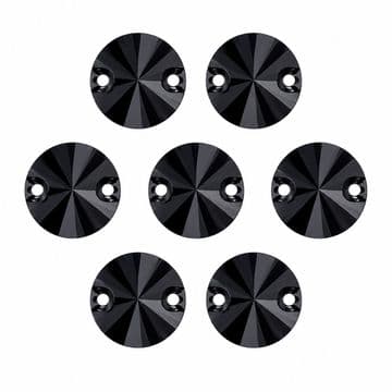 Jet Black Round Rivoli Shape, EIMASS Resin Crystals, Sew or Glue on Flat Back Rhinestones