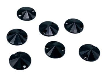 Jet Black Round Rivoli Shape, EIMASS Resin Crystals, Sew or Glue on Flat Back Rhinestones