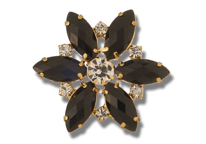 Jet Black Style 8730 EIMASS® Sew or Glue on Jewelled Applique for Wedding Dress, Costumes