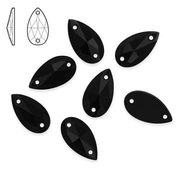 Jet Black Teardrop, EIMASS® 8868 Sew on Flat Back Crystals - Premium Range
