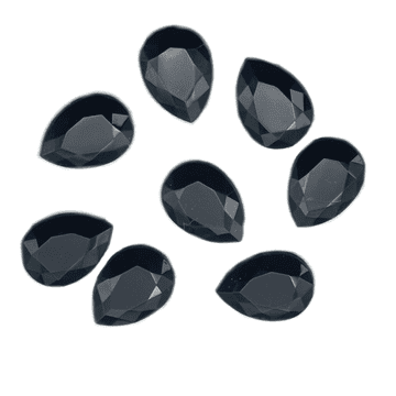 Jet Black Teardrop, EIMASS® Acrylic Pear Shape Flat Back Rhinestones