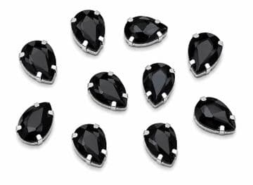 Jet Black Teardrops, EIMASS® 3511 Sew or Glue on Single Stone Setting Crystals