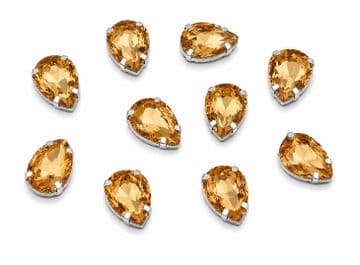 Light Colorado Topaz Teardrops, EIMASS® 3511 Sew or Glue on Single Stone Setting Crystals
