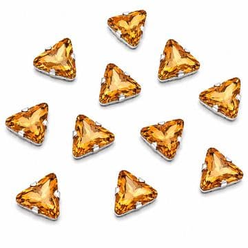 Light colorado Topaz Triangle, EIMASS® 3511 Sew or Glue on Glass Crystals in Silver Casings