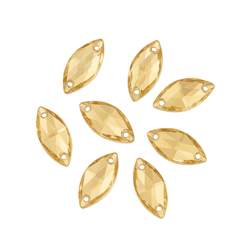 Light Gold Navette, EIMASS® 8868 Exquisite Range Sew or Glue on Flat Back Horse Eye Shape Crystals