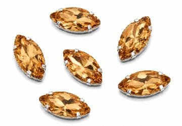 Light Gold Navette Horse Eye, EIMASS® 3511 Sew or Glue on Single Stone Setting Crystals