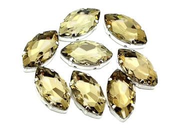 Light Gold Navette Horse Eye, EIMASS® 3511 Sew or Glue on Single Stone Setting Crystals