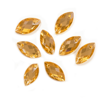 Light Gold Navette Horse Eye, EIMASS Resin Crystals, Sew or Glue on Flat Back Rhinestones