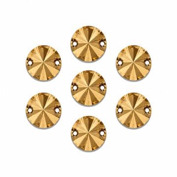 Light Gold Round Rivoli Shape, EIMASS Resin Crystals, Sew or Glue on Flat Back Rhinestones