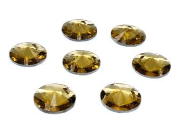 Light Gold Round Rivoli Shape, EIMASS Resin Crystals, Sew or Glue on Flat Back Rhinestones