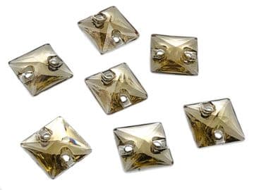 Light Gold Square Shape, EIMASS® Resin Sew on Glue on Crystals