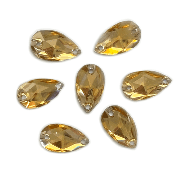 Light Gold Teardrop, EIMASS Resin Crystals, Sew or Glue on Flat Back Rhinestones