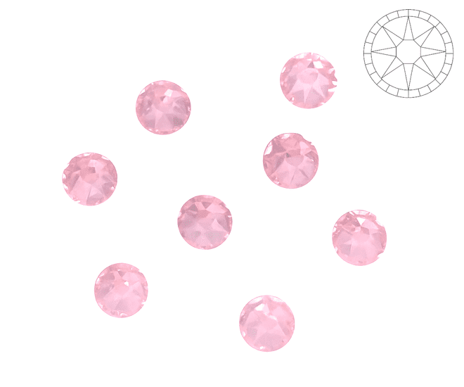 Light Pink Star Cut, EIMASS® 8878 Exquisite Non Hot Fix Flat Back Crystals, Global Brand