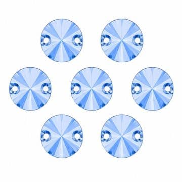 Light Sapphire Round Rivoli Shape, EIMASS Resin Crystals, Sew or Glue on Flat Back Rhinestones