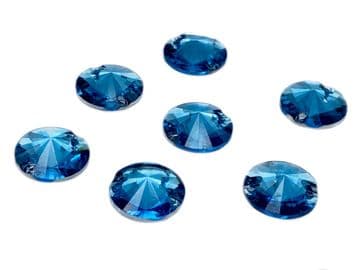 Light Sapphire Round Rivoli Shape, EIMASS Resin Crystals, Sew or Glue on Flat Back Rhinestones