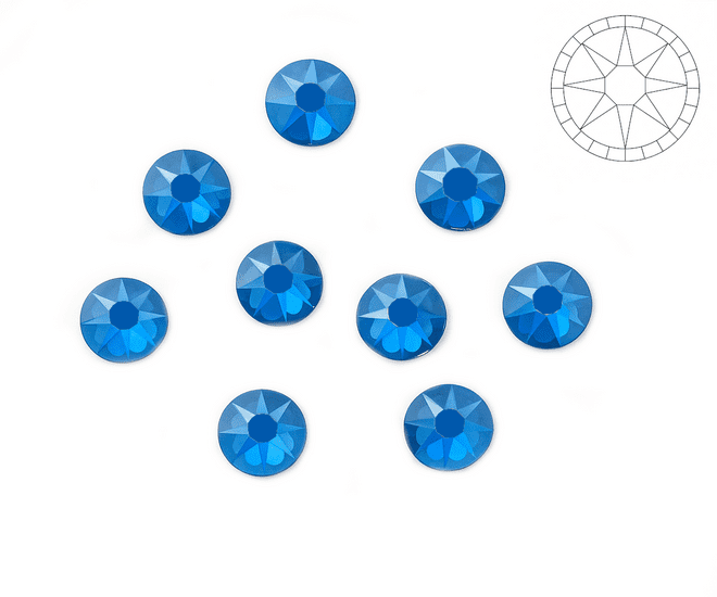 Light Sapphire Star Cut, EIMASS® 8898 Exquisite Hot Fix Flat Back Crystals, Global Brand