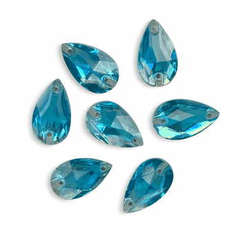 Light Sapphire Teardrop, EIMASS Resin Crystals, Sew or Glue on Flat Back Rhinestones