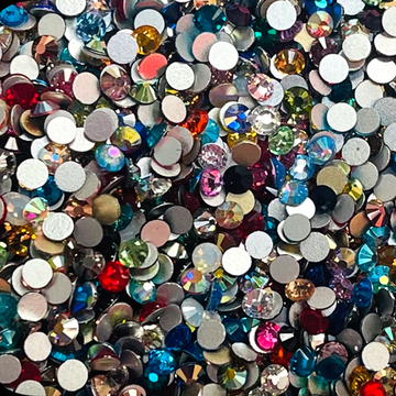 Mixed Colours, EIMASS® 7787 Grade A Flat-Back Non-Hot Fix Glass Crystals (Small Packs)