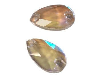 Opal AB Teardrop, EIMASS® 3533 Sew on Glue on Cut Glass Flat Back Crystals