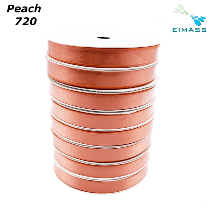 Peach (720) Premium Double Sided EIMASS® Satin Ribbons 6mm 10mm 15mm 20mm 25mm 38mm