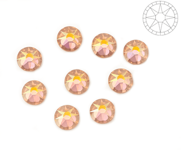 Peach AB Star Cut, EIMASS® 8878 Exquisite Non Hot Fix Flat Back Crystals, Global Brand