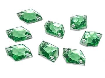 Peridot Green Hexagon, EIMASS Resin Crystals, Sew or Glue on Flat Back Rhinestones