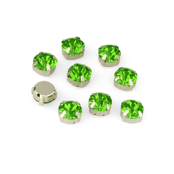Peridot Green in Silver Setting Rose Montees, EIMASS® 3555 Range Single Claw Crystals