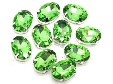 Peridot Green Oval, EIMASS® 3511 Sew or Glue on Single Stone Setting Crystals