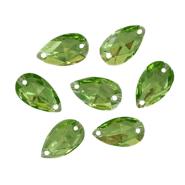 Peridot Green Teardrop, EIMASS Resin Crystals, Sew or Glue on Flat Back Rhinestones