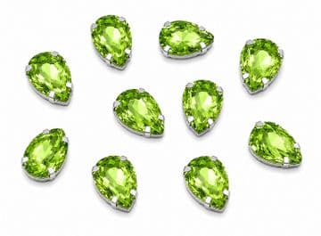 Peridot Green Teardrops, EIMASS® 3511 Sew or Glue on Single Stone Setting Crystals