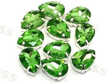 Peridot Green Teardrops, EIMASS® 3511 Sew or Glue on Single Stone Setting Crystals