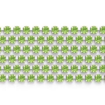 Peridot in Silver Chain, EIMASS® Grade A World Class Rhinestone Cup Chain Trimming