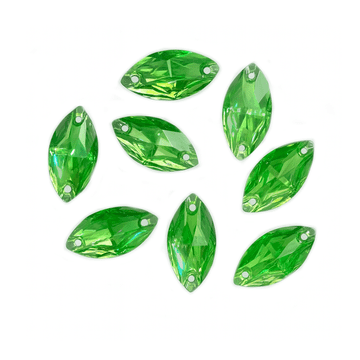 Peridot Navette Horse Eye, EIMASS Resin Crystals, Sew or Glue on Flat Back Rhinestones