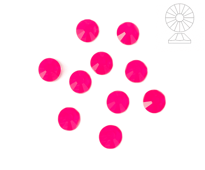 Pink Neon Crystals, EIMASS® 7747 Grade A Flat-Back Hot Fix Glass Rhinestones
