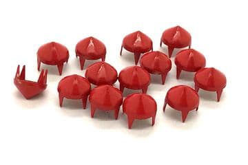 Red Spike Cone Studs, Rivets to Embellish Bags, Shoes, Costumes, Belts, Dresses, Craft