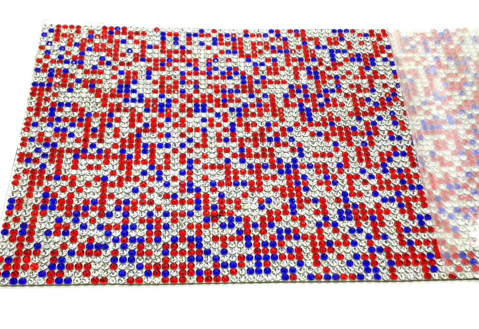Red White & Blue Hot Fix Rhinestone Mesh EIMASS Crystal Mesh Rhinestone ...