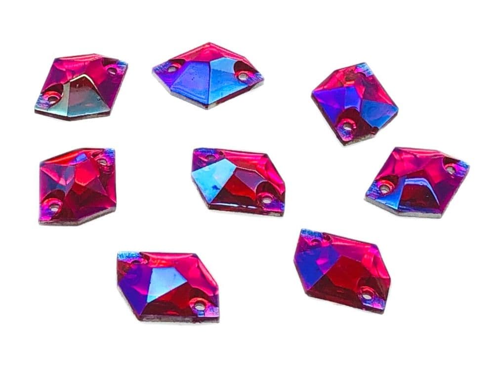 Rose AB Hexagon EIMASS Resin Crystals Sew or Glue on Flat Back Rhinestones