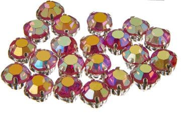 Rose AB Rose Montees, EIMASS® 3555 Range Single Stone Silver Setting Crystals