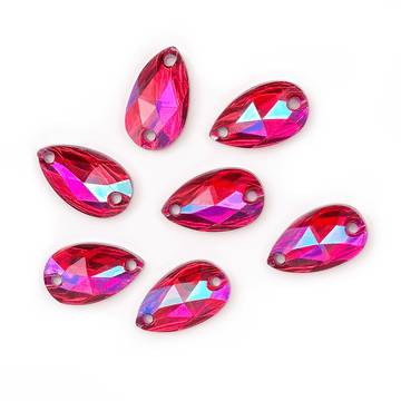 Rose AB Teardrop, EIMASS Resin Crystals, Sew or Glue on Flat Back Rhinestones
