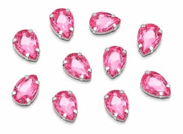 Rose Hot Pink Teardrops, EIMASS® 3511 Sew or Glue on Single Stone Setting Crystals