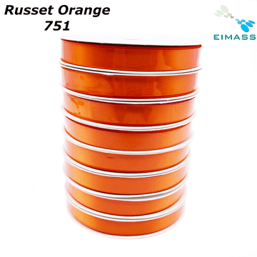Russet Orange (751) Premium Double Sided EIMASS® Satin Ribbons 6mm 10mm 15mm 20mm 25mm 38mm